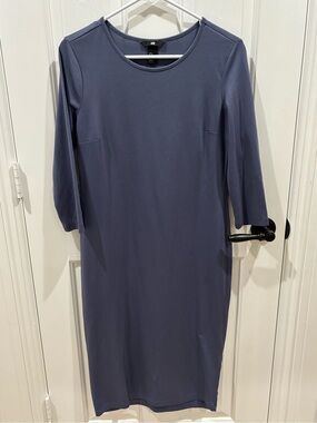 H&M Women's Dusty Blue Long-Sleeve Midi Dress